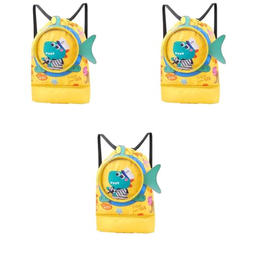 PALAY® Swimming Bag for Kids Cute Cartoon Shark Print Waterproof Drawstring Backpack Dry Wet Separation Storage Travel Sports Portable Beach Yellow 3 PCS PALAY® Swimming Bag for Kids Cute Cartoon Shark Print Waterproof Drawstring Backpack Dry Wet Separation Storage Travel Sports Portable Beach Yellow 3 PCS